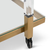 Myron Glass Bar Cart - Brushed Gold Bar Cart Blue Steel Sofa- Core   