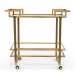 Dewitt Glass Bar Cart - Brushed Gold Bar Cart Blue Steel Sofa- Core   