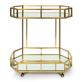 Reggie Bar Cart - Mirror and Gold Base Bar Cart K Steel-Core   