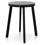 Ex Display - James 46cm Wooden Seat Low Stool - Full Black Low Stool New Home-Core