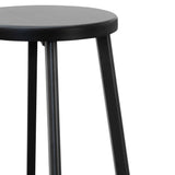 Ex Display - James 46cm Wooden Seat Low Stool - Full Black Low Stool New Home-Core
