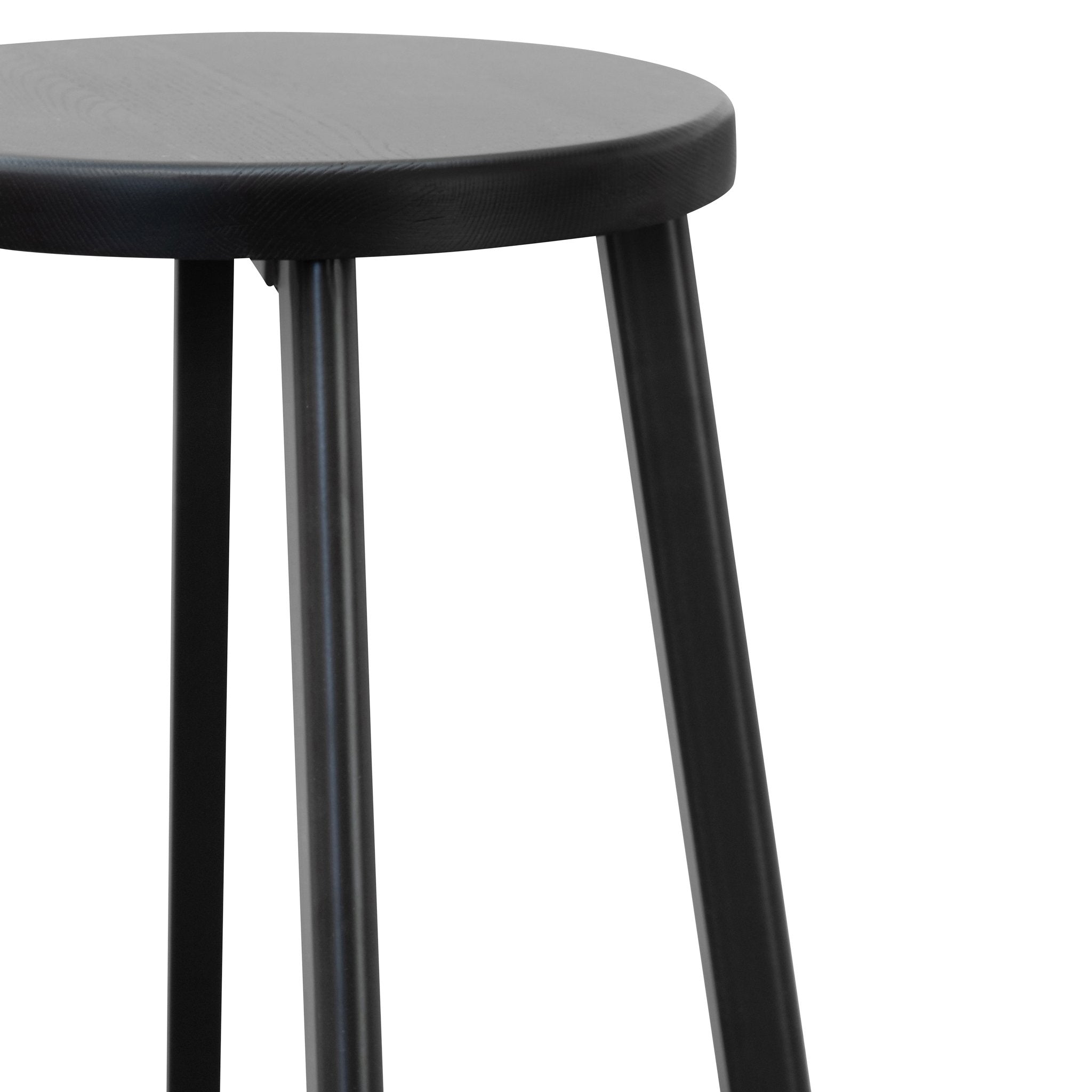 Ex Display - James 46cm Wooden Seat Low Stool - Full Black Low Stool New Home-Core