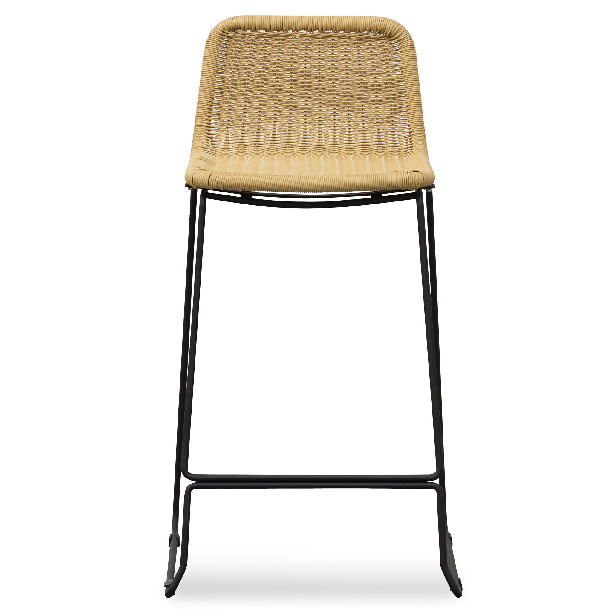 Ex Display - Morton 68cm Rattan Seat Bar Stool - Natural with Black Legs Bar Stool New Home-Core   