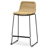 Ex Display - Morton 68cm Rattan Seat Bar Stool - Natural with Black Legs Bar Stool New Home-Core   