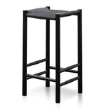 Ex Display - Erika 65cm Black Oak Bar Stool - Black Seat Bar Stool Oakwood-Core