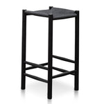 Ex Display - Erika 65cm Black Oak Bar Stool - Black Seat Bar Stool Oakwood-Core