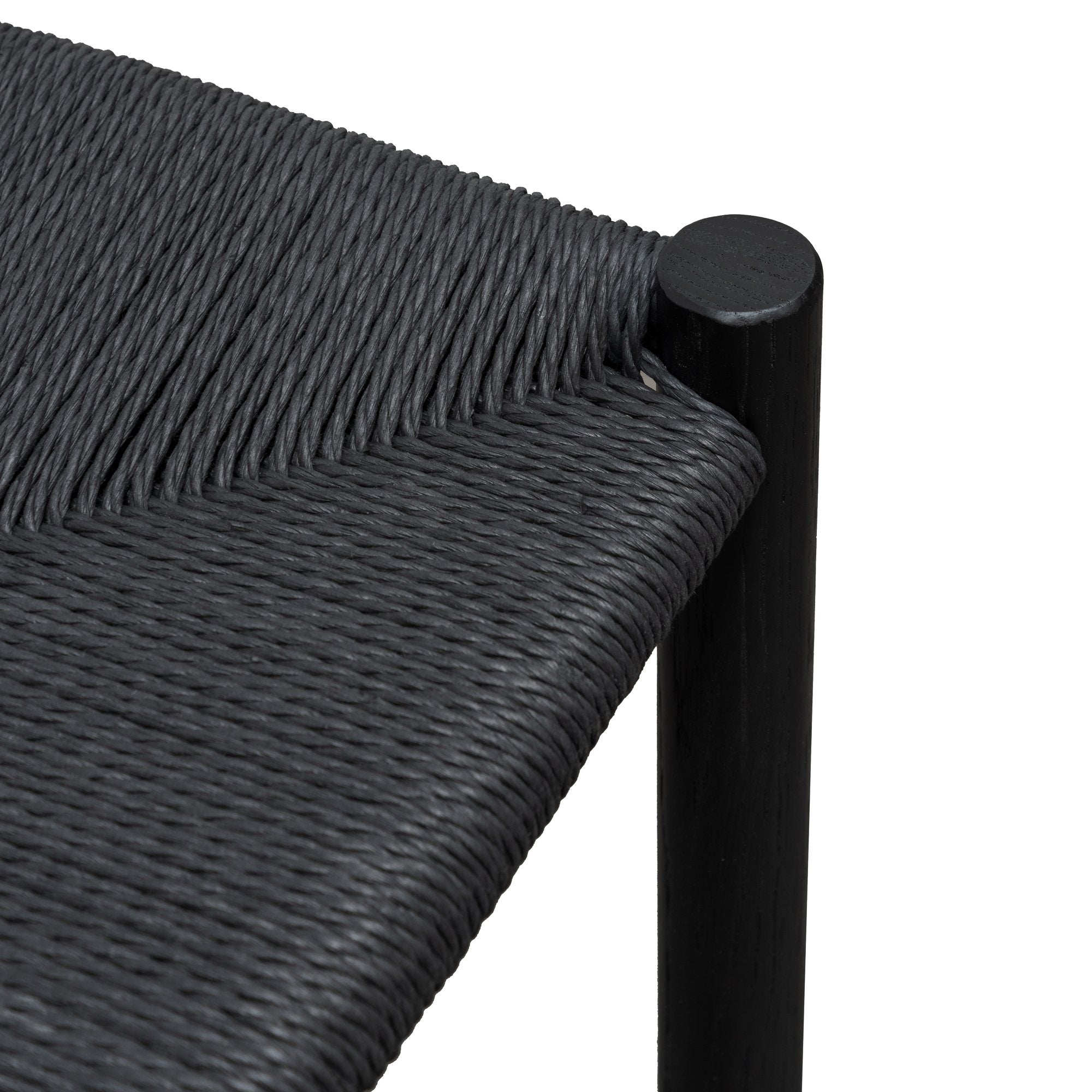 Ex Display - Erika 65cm Black Oak Bar Stool - Black Seat Bar Stool Oakwood-Core