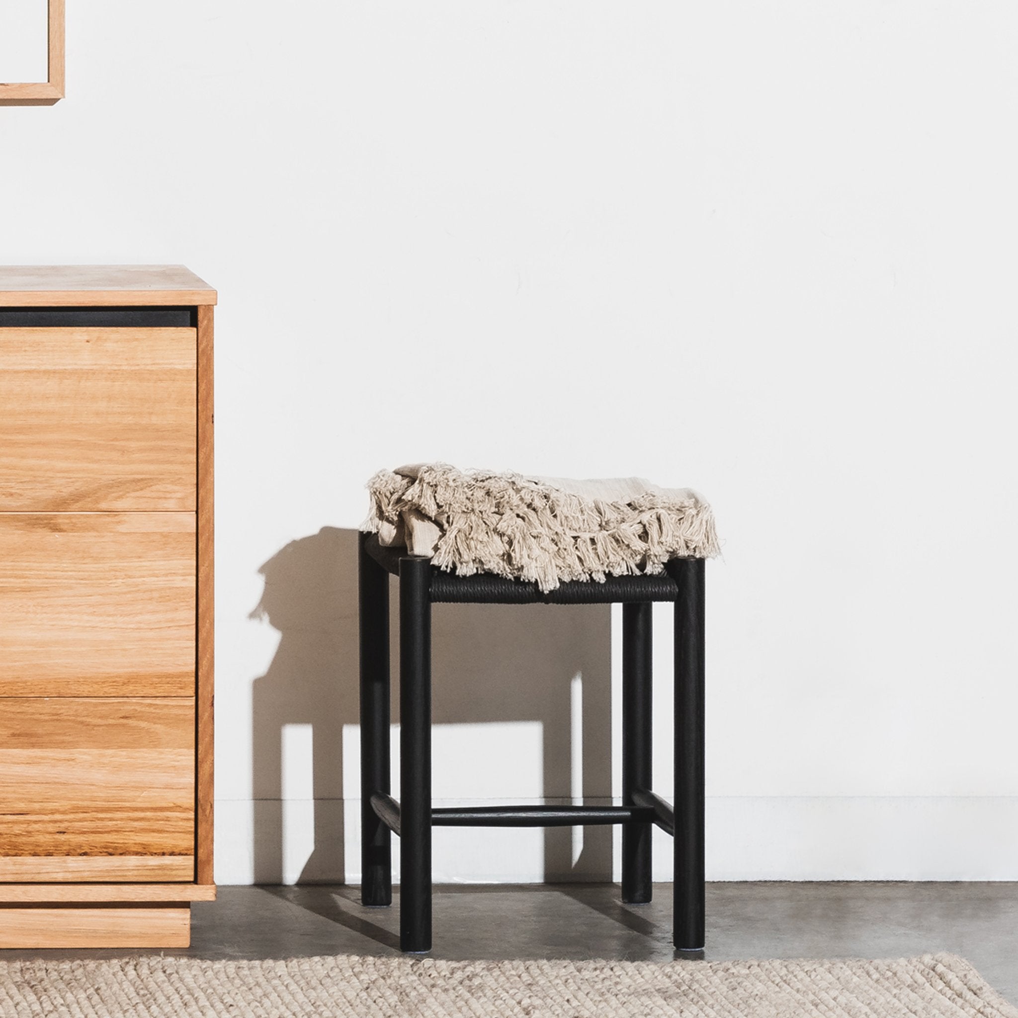 Erika Oak Low Stool - Black Low Stool Oakwood-Core   