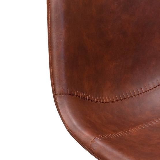 Set of 2 - Duke 80cm Bar Stool - Cinnamon Brown PU Leather Bar Stool Sendo-Core   