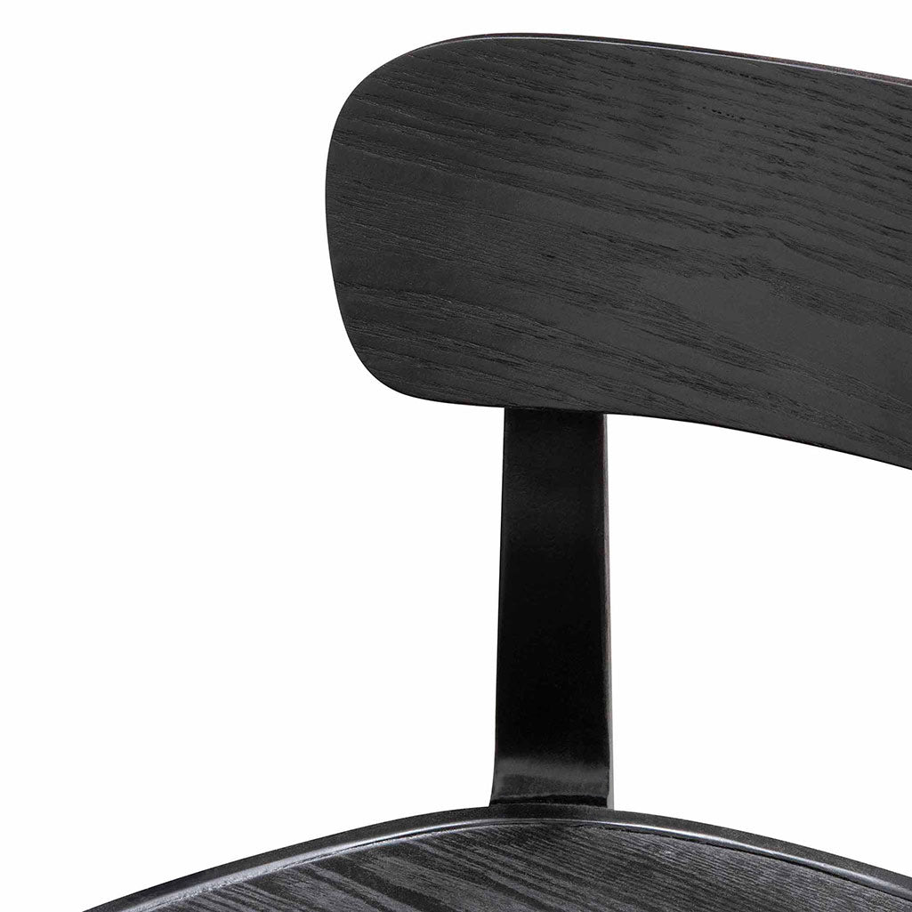 Ex Display - Josue 75cm Wooden Bar Stool - Full Black Bar Stool Swady-Core   
