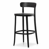 Ex Display - Josue 75cm Wooden Bar Stool - Full Black Bar Stool Swady-Core   