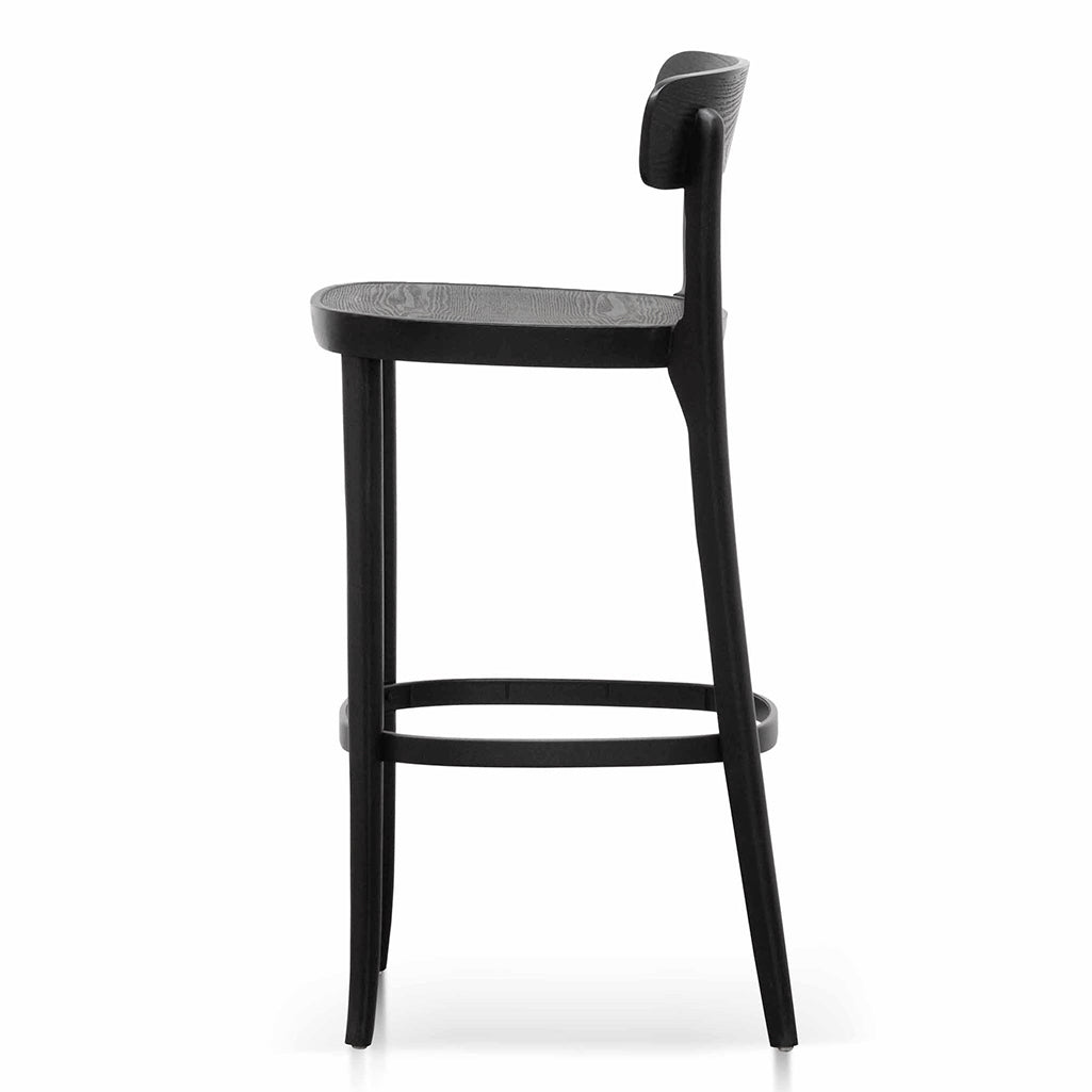 Ex Display - Josue 75cm Wooden Bar Stool - Full Black Bar Stool Swady-Core   