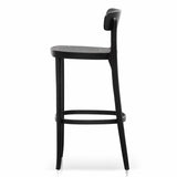 Ex Display - Josue 75cm Wooden Bar Stool - Full Black Bar Stool Swady-Core   
