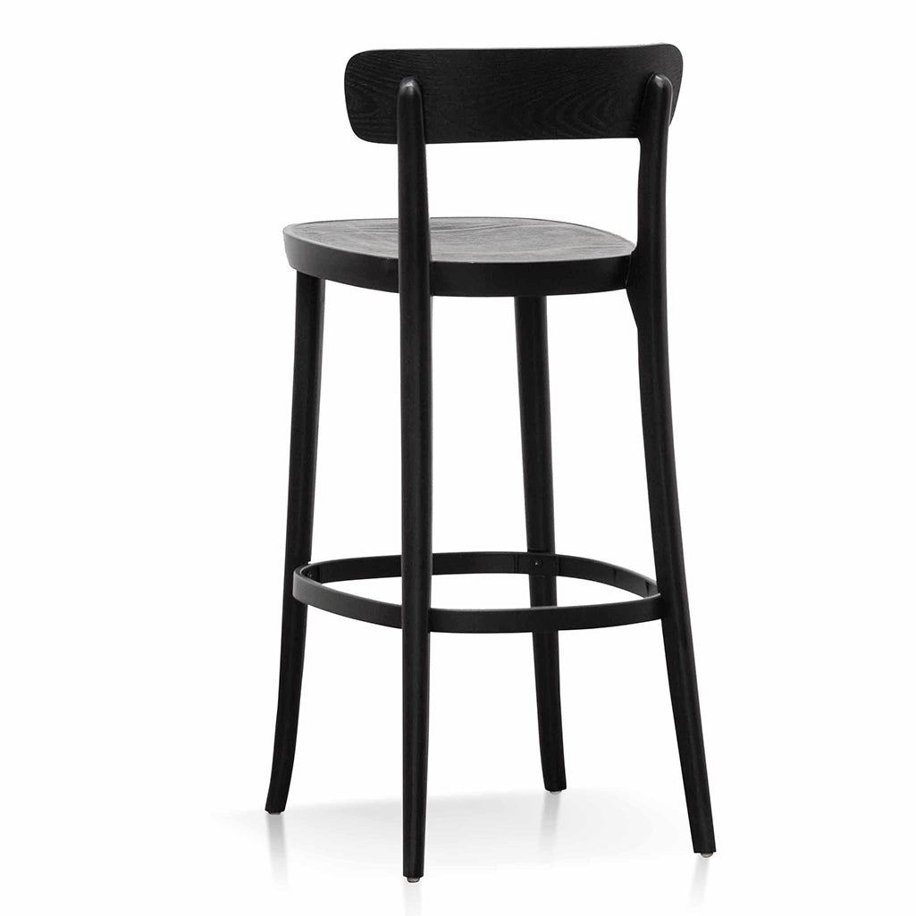Ex Display - Josue 75cm Wooden Bar Stool - Full Black Bar Stool Swady-Core   