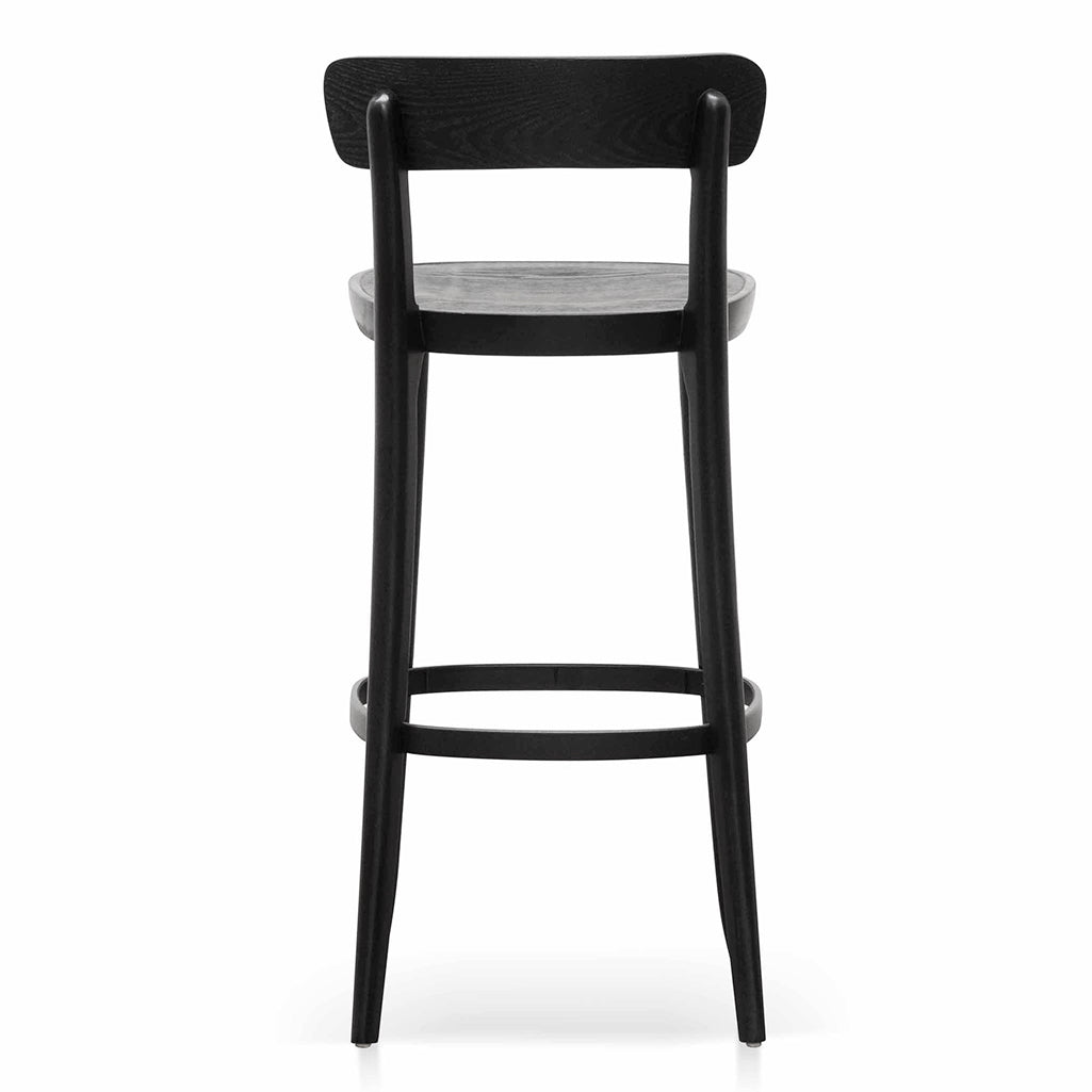 Ex Display - Josue 75cm Wooden Bar Stool - Full Black Bar Stool Swady-Core   