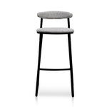 Oneal 65cm Fabric Bar Stool - Silver Grey and Black Legs Bar Stool Swady-Core   
