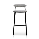 Oneal 65cm Fabric Bar Stool - Silver Grey and Black Legs Bar Stool Swady-Core   