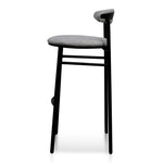 Oneal 65cm Fabric Bar Stool - Silver Grey and Black Legs Bar Stool Swady-Core   