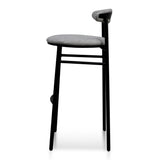 Oneal 65cm Fabric Bar Stool - Silver Grey and Black Legs Bar Stool Swady-Core   