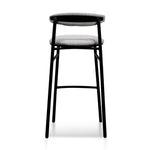 Oneal 65cm Fabric Bar Stool - Silver Grey and Black Legs Bar Stool Swady-Core   