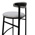 Oneal 65cm Fabric Bar Stool - Silver Grey and Black Legs Bar Stool Swady-Core   