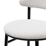 Oneal 65cm Bar Stool - Moon White Boucle and Black Legs Bar Stool Swady-Core   