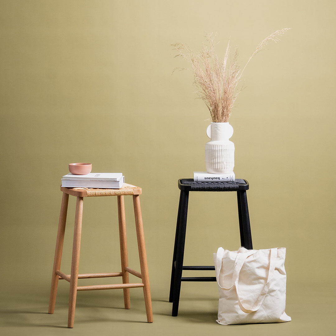 Ex Display - Crawford 65cm Bar Stool - Full Black Bar Stool Oakwood-Core