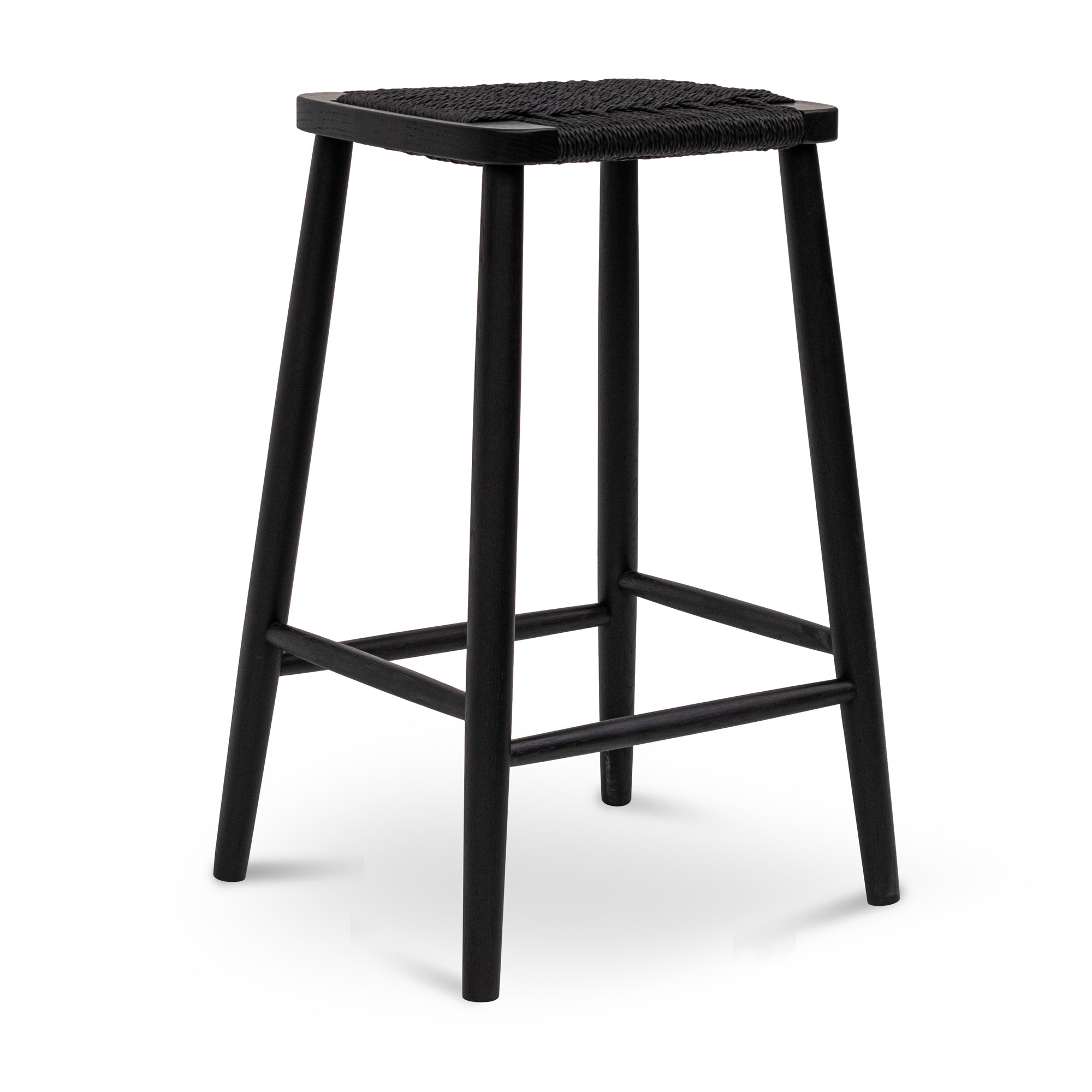 Ex Display - Crawford 65cm Bar Stool - Full Black Bar Stool Oakwood-Core
