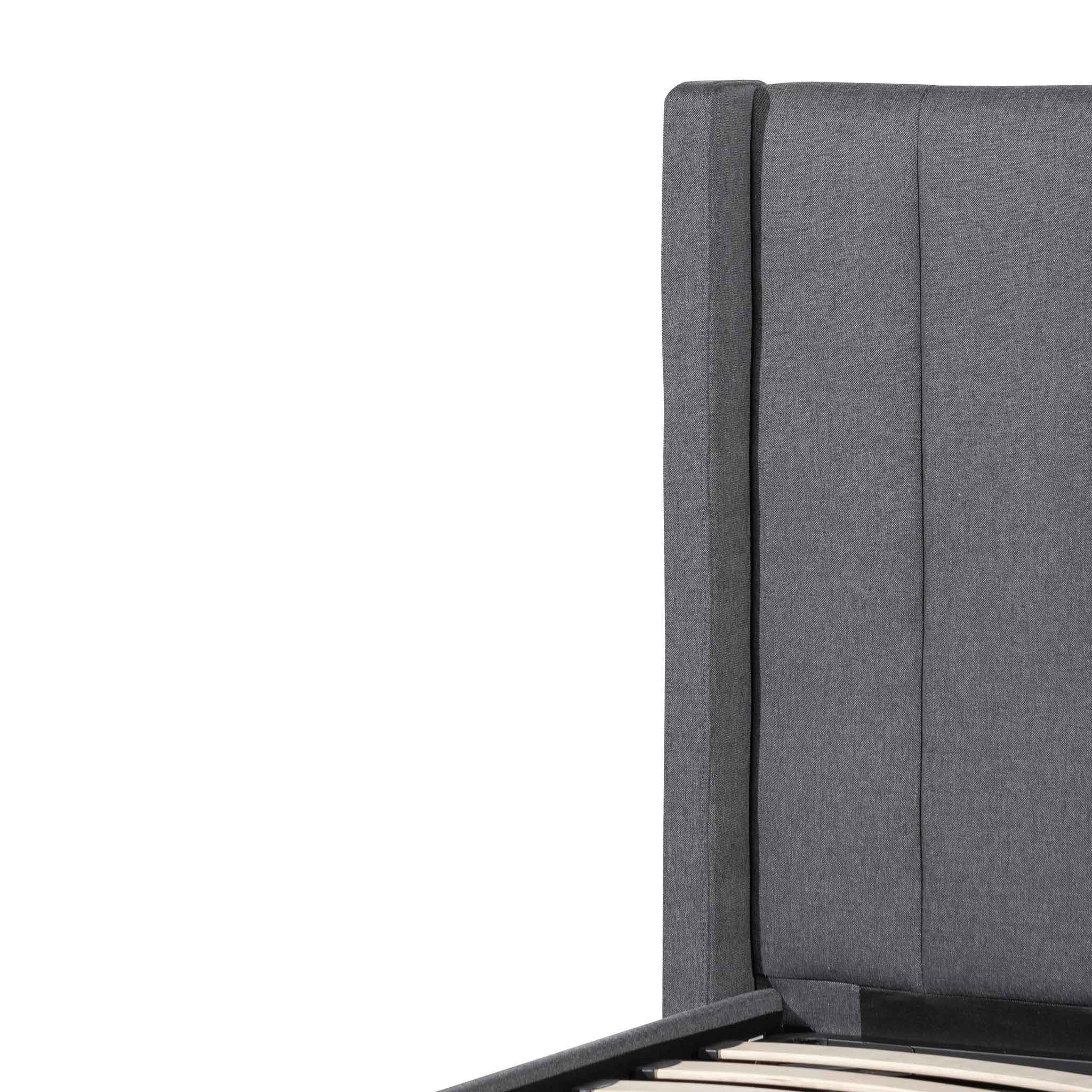 Betsy Fabric Single Bed Frame - Charcoal Grey with Storage Single Bed YoBed-Core   