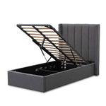 Betsy Fabric Single Bed Frame - Charcoal Grey with Storage Single Bed YoBed-Core   