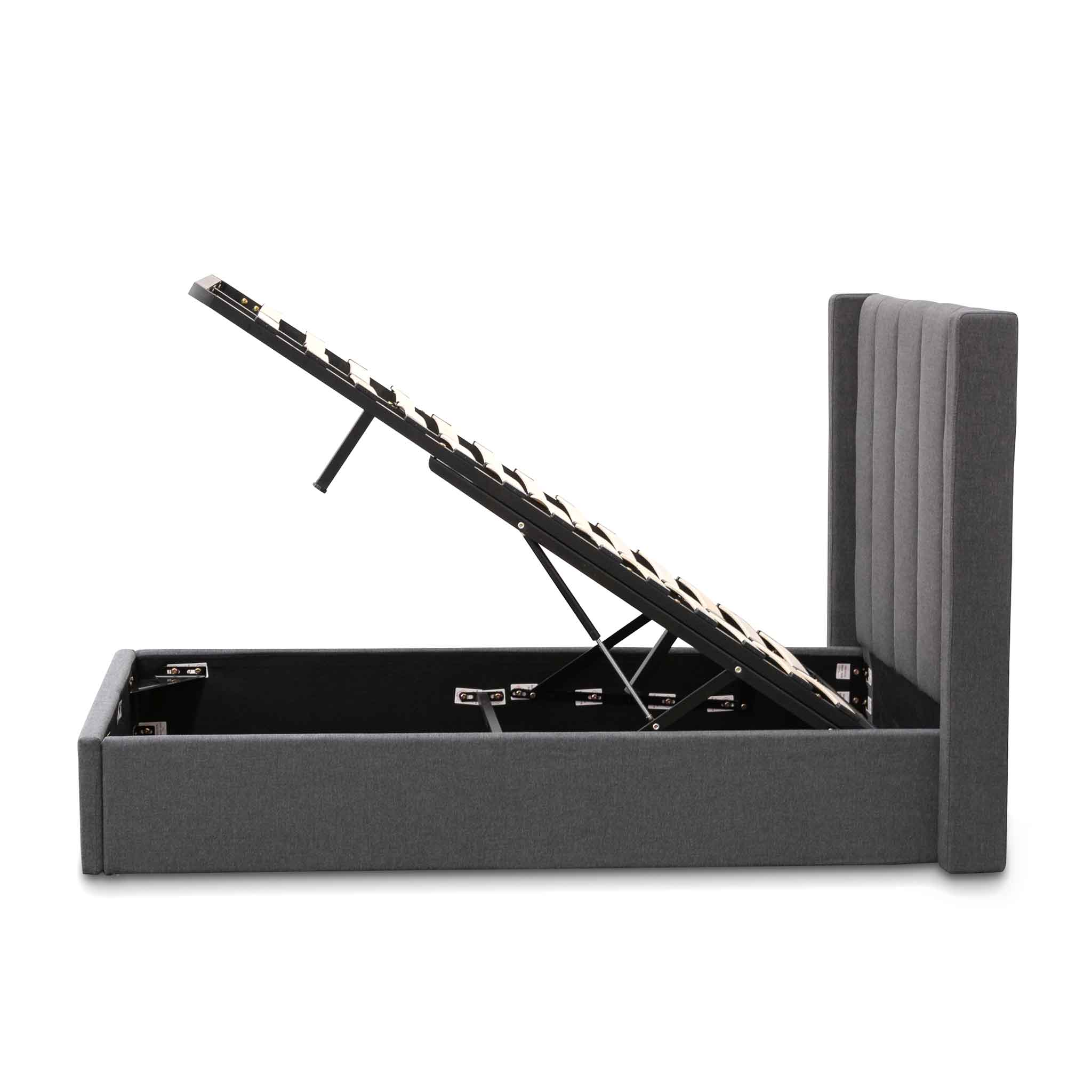 Betsy Fabric Single Bed Frame - Charcoal Grey with Storage Single Bed YoBed-Core   