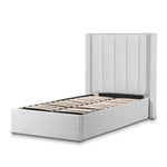 Betsy Fabric Single Bed Frame - Pearl Grey with Storage | Interior Secrets