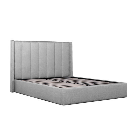 Betsy Fabric King Bed Frame - Pearl Grey with Storage King Bed YoBed-Core   