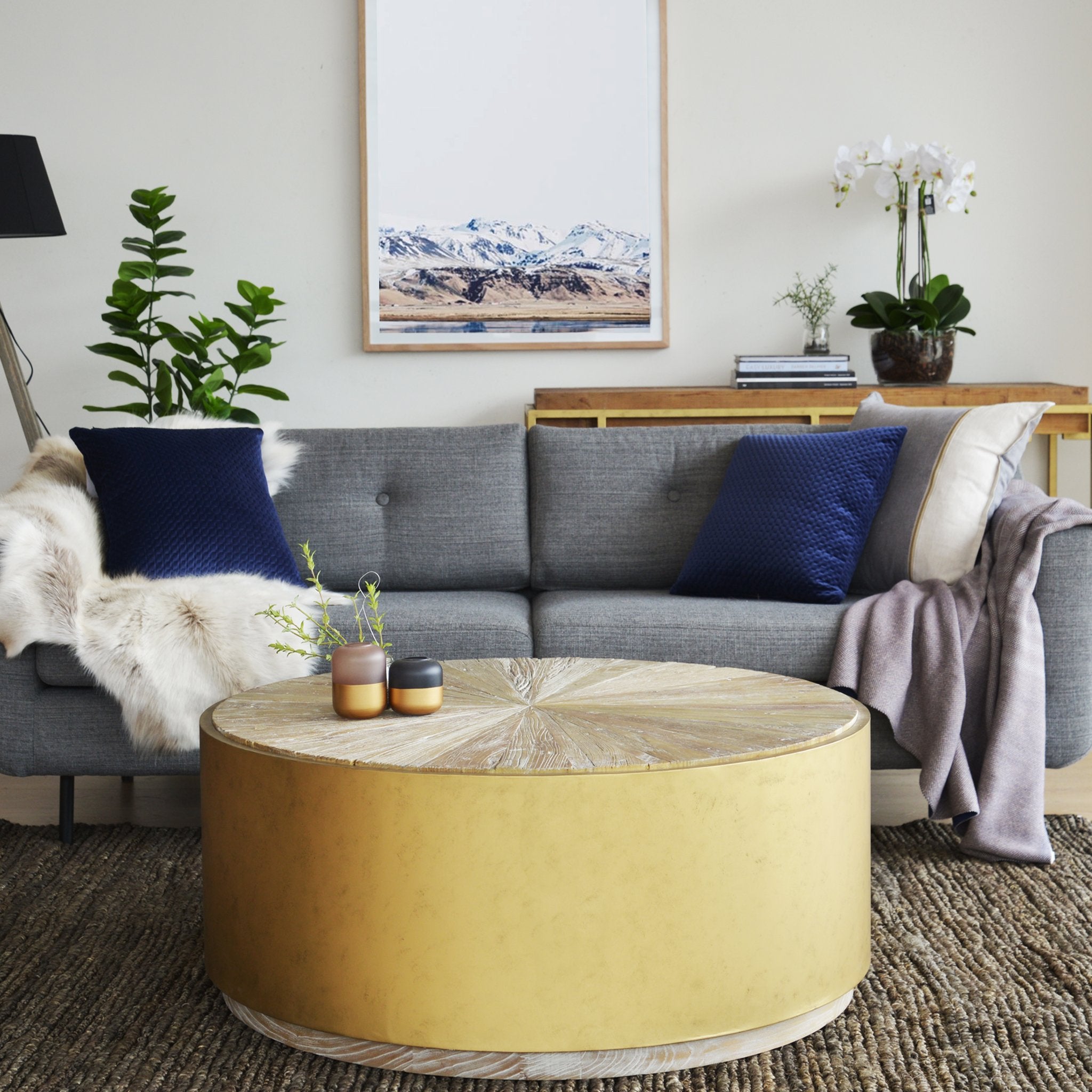 Ex Display - Melvin 1m Round Elm Coffee Table Coffee Table Nicki-Core