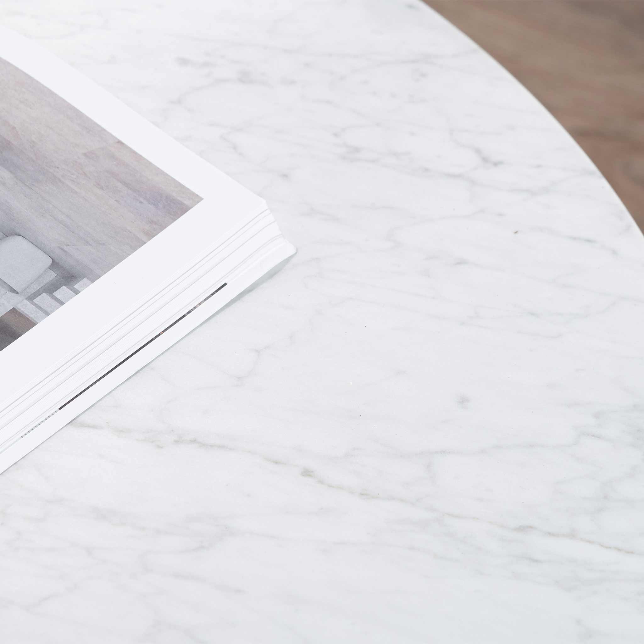 Hunter 100cm Round Marble Coffee Table with Black Legs Coffee Table Swady-Core   