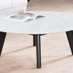 Hunter 100cm Round Marble Coffee Table with Black Legs Coffee Table Swady-Core   