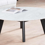 Hunter 100cm Round Marble Coffee Table with Black Legs Coffee Table Swady-Core   