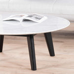 Hunter 100cm Round Marble Coffee Table with Black Legs Coffee Table Swady-Core   