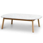 Ex Display - Hamilton 110cm Oval Marble Coffee Table - Natural Base CF2012-SD-CLRDISP