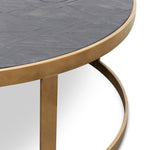 Alenzo Round Coffee Table - Black - Golden Base CF2794-NI
