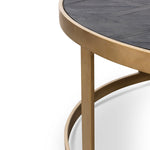 Ex Display - Alenzo Round Coffee Table - Black - Golden Base Coffee Table Nicki-Core   