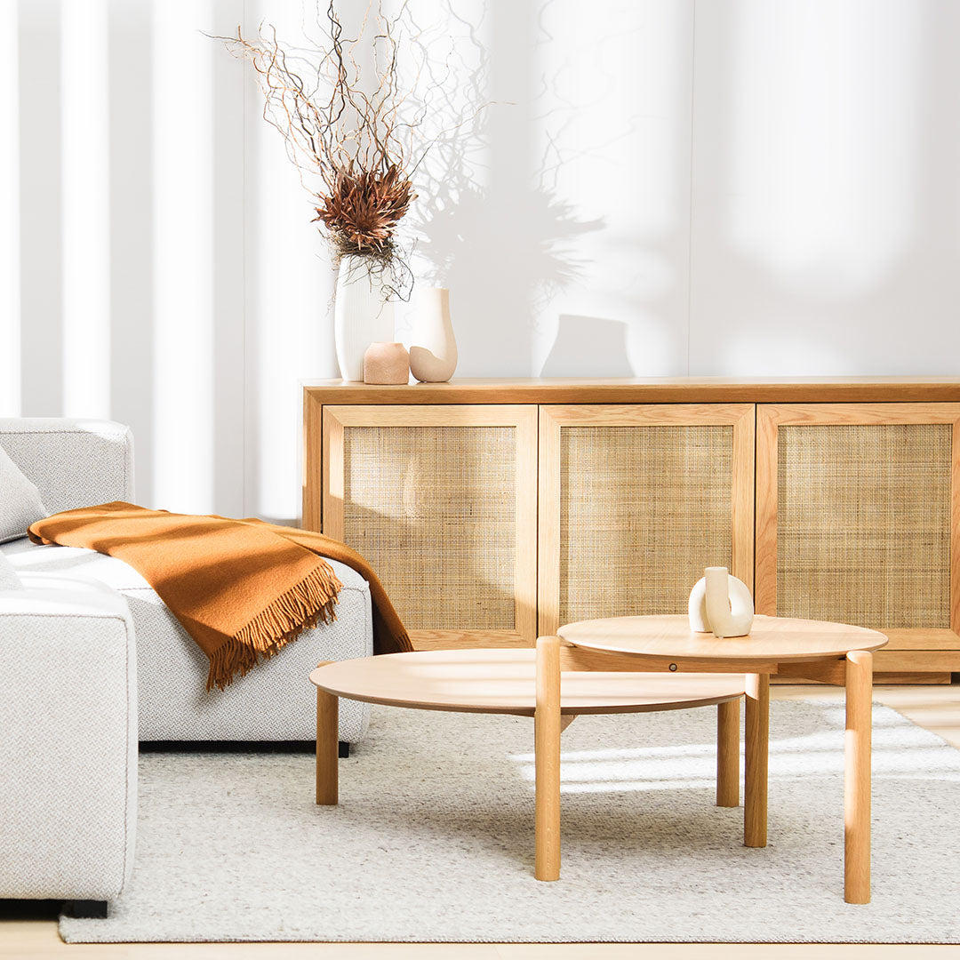 Nest Of Holloway Wooden Round Coffee Table - Natural Coffee Table KD-Core   