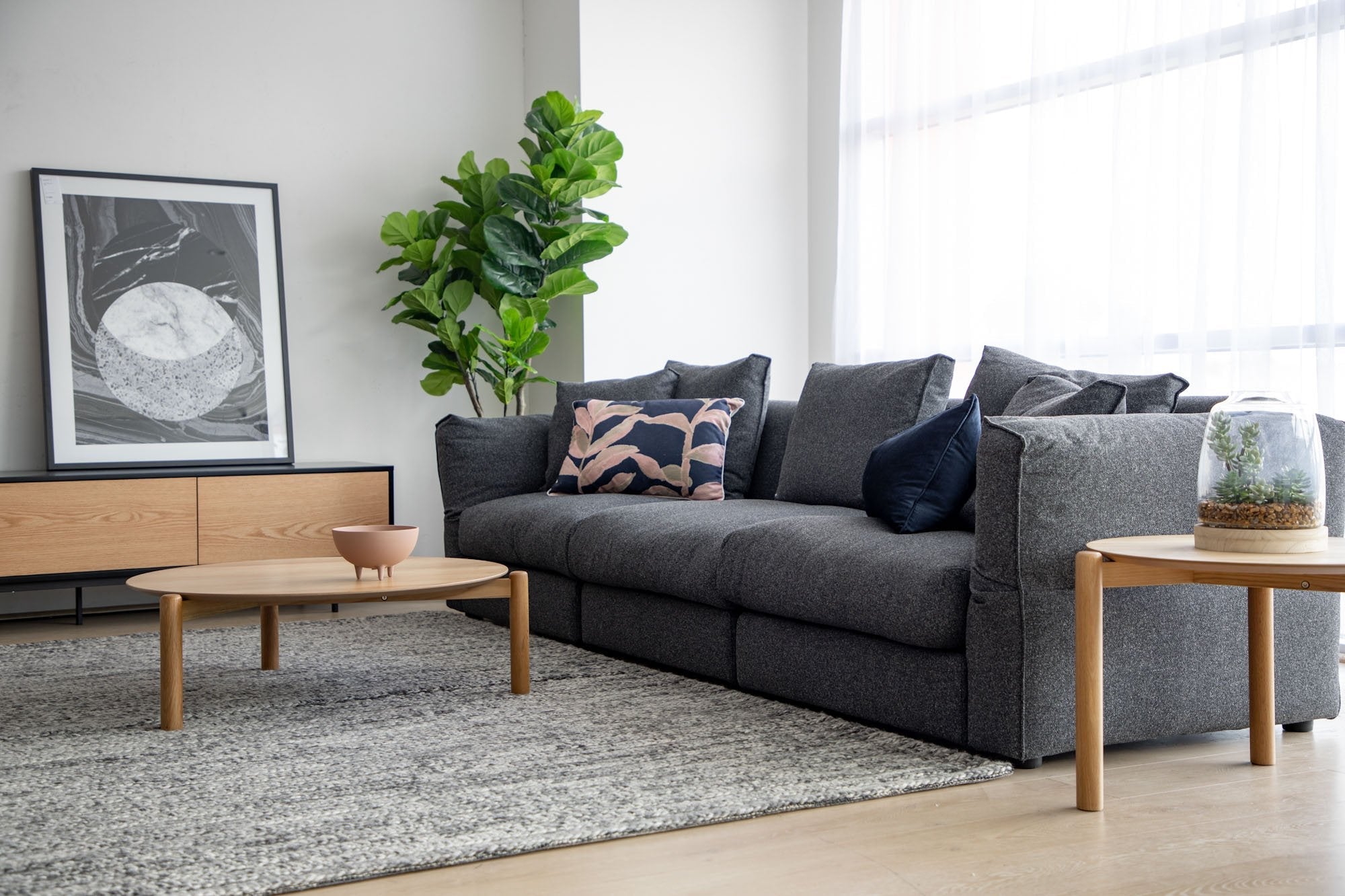 Ex Display - Nest Of Holloway Wooden Round Coffee Table - Natural  KD-Core   