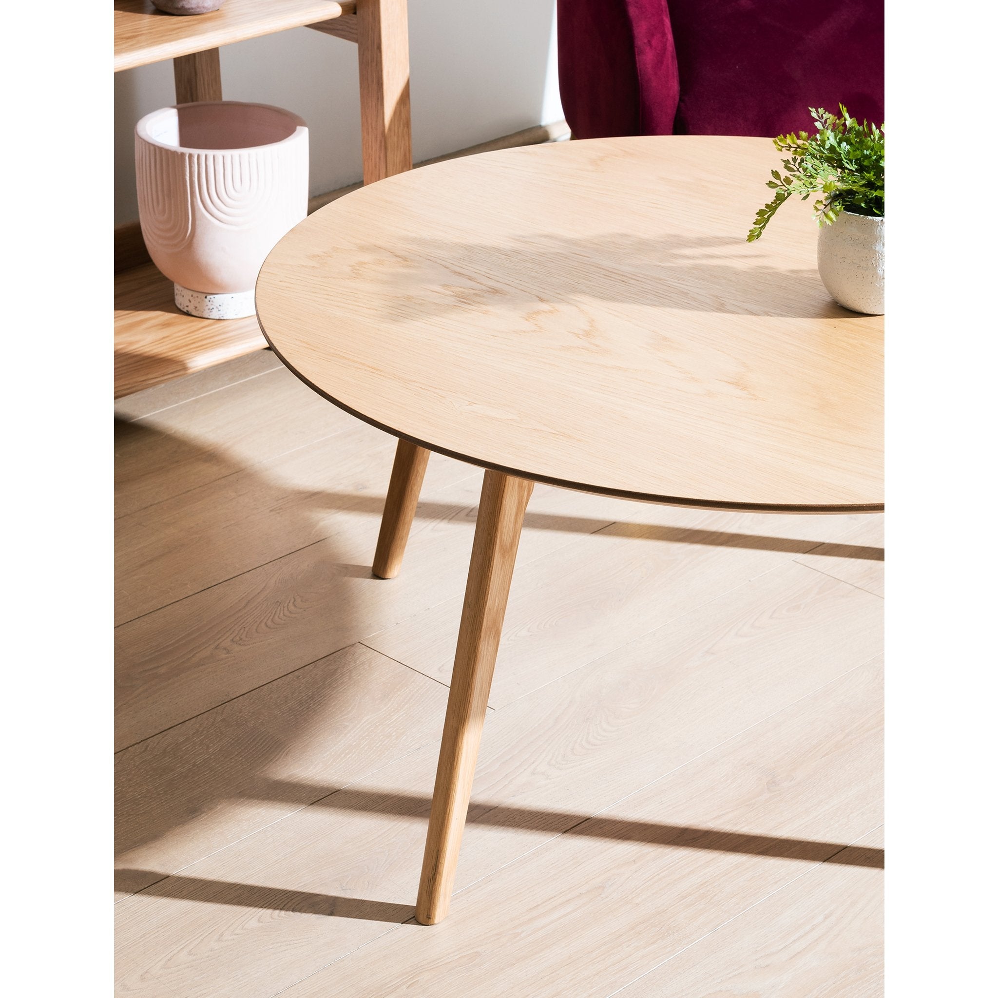 Ex Display - Sanders 90cm Round Wooden Coffee Table - Natural Coffee Table KD-Core   