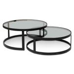 Sweeney Nested Grey Glass Coffee Table - Black Base Coffee Table K Steel-Core   