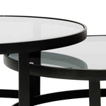 Sweeney Nested Grey Glass Coffee Table - Black Base CF6390-KS