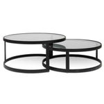 Sweeney Nested Grey Glass Coffee Table - Black Base Coffee Table K Steel-Core   