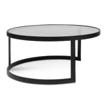 Sweeney Nested Grey Glass Coffee Table - Black Base Coffee Table K Steel-Core   