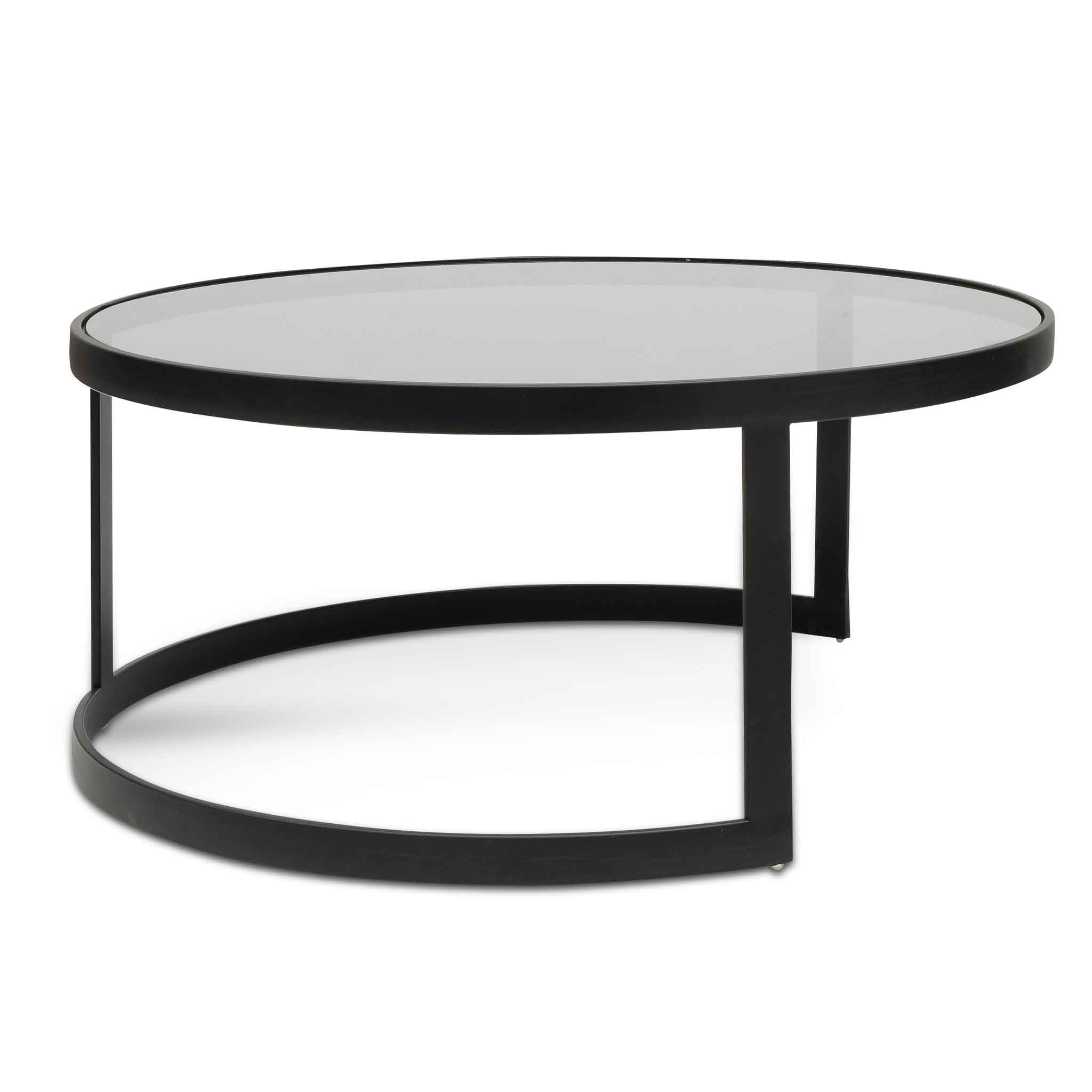 Sweeney Nested Grey Glass Coffee Table - Black Base Coffee Table K Steel-Core   
