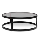 Sweeney Nested Grey Glass Coffee Table - Black Base Coffee Table K Steel-Core   